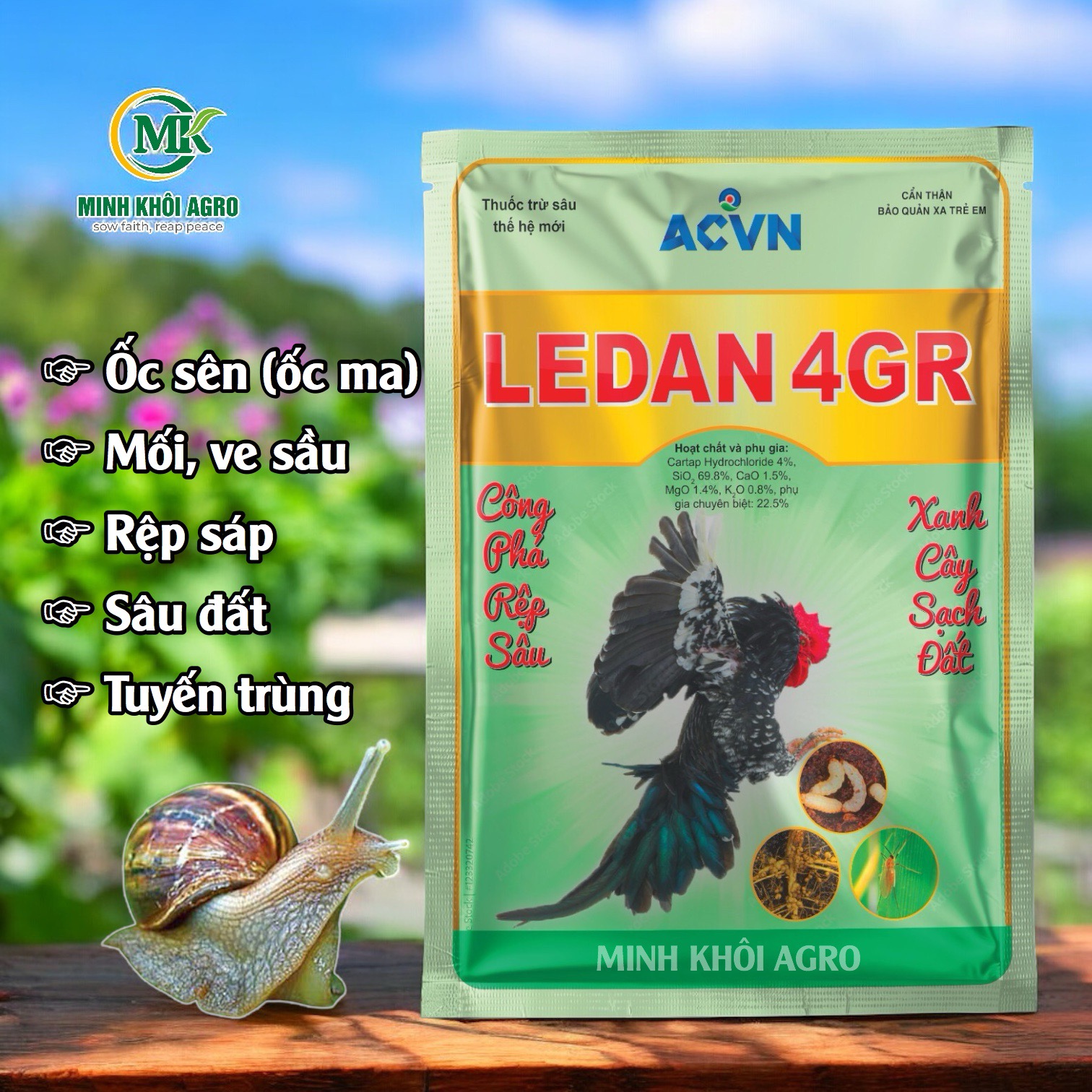 Thuốc sâu rải gốc Ledan 4GR - Gói 1kg